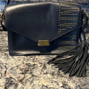 All Saints Black Crossbody with Brass Accents